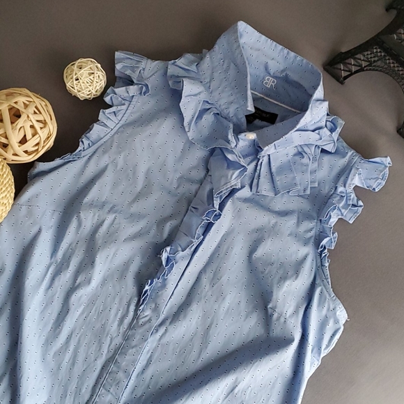 BANANA REPUBLIC blue ruffled Riley sleeveles top - Picture 4 of 8